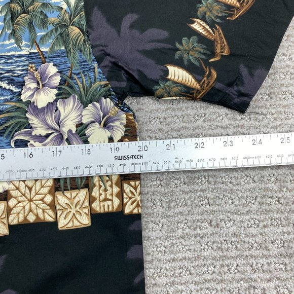 FAVANT Hawaiian Shirt Men Small S Black Button Up Floral Palm Tree Beach Waves - Picture 8 of 9